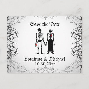 Skeleton Bride & Groom Save the Date Postcards