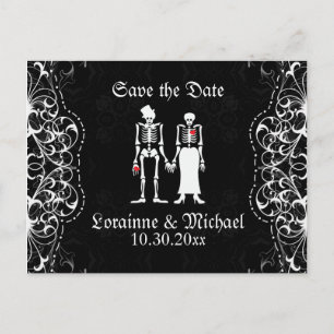 Skeleton Bride & Groom Save the Date Postcards
