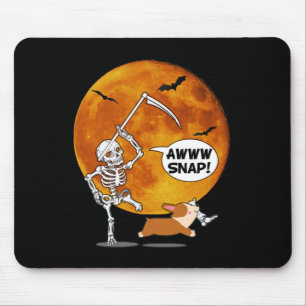 Skeleton Broken Leg Halloween Corgi Reaper Scythe  Mouse Mat