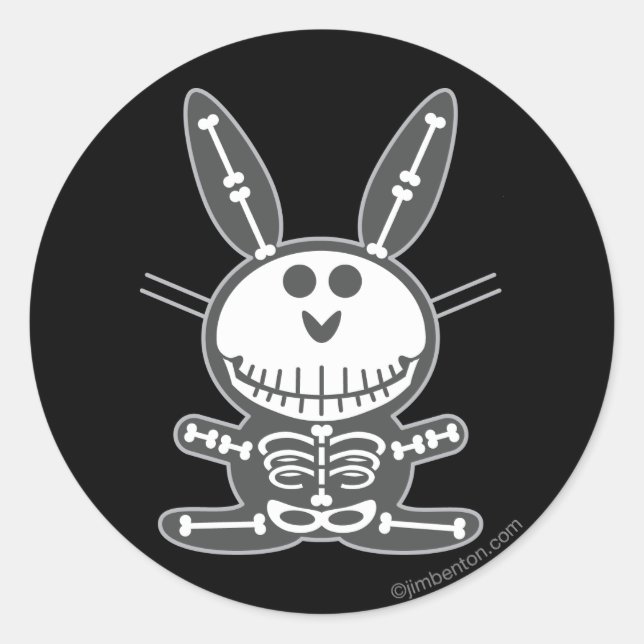 Skeleton Bunny Classic Round Sticker (Front)