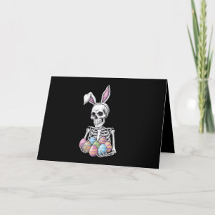 Skeleton Bunny Holding Easter Eggs Funny Rabbit Thank You Card