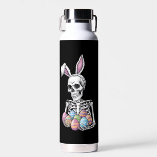 Skeleton Bunny Holding Easter Eggs Funny Rabbit Water Bottle