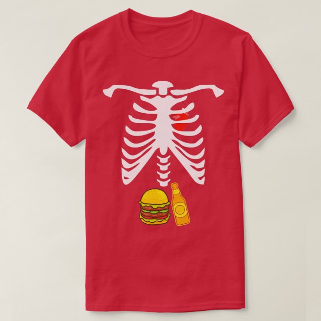 Skeleton Burger and Beer  T-Shirt (Design Front)