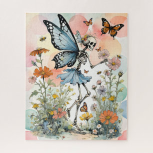 Skeleton Butterfly Fairy with Wildflowers Jigsaw Puzzle