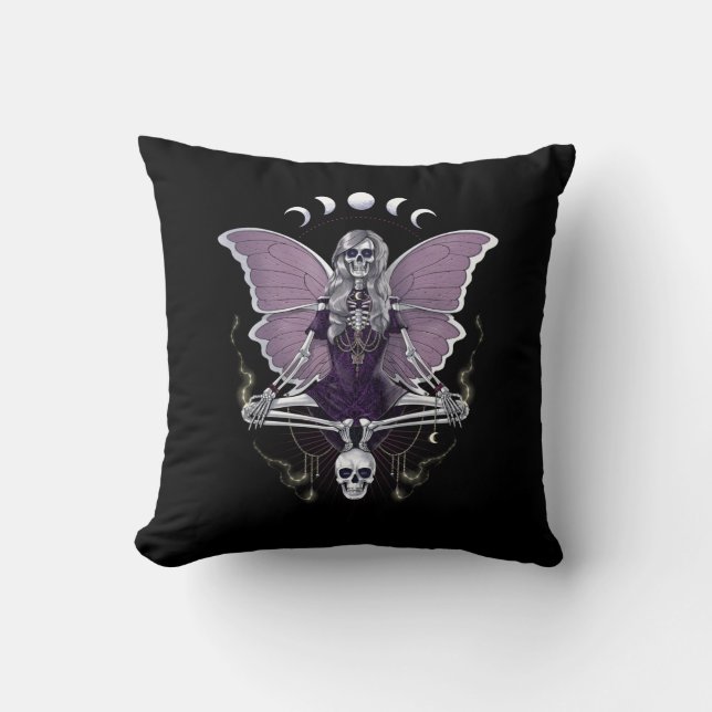 Skeleton Butterfly Goth Cushion (Front)