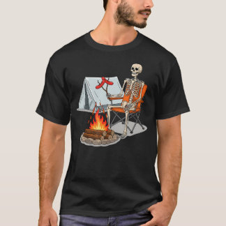 Skeleton Camping Halloween Campfire For T-Shirt