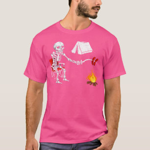 Skeleton Camping Halloween Campfire Hiking T-Shirt