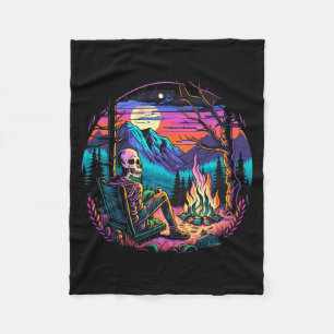 Skeleton Camping Halloween Costume Bones Camp Camp Fleece Blanket