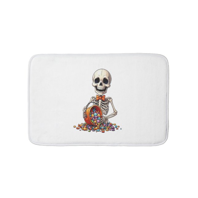 Skeleton Candy Bowl Halloween Bath Mat (Front)