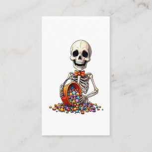 Skeleton Candy Bowl Halloween Business Card