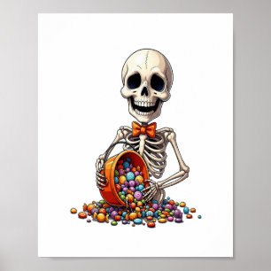 Skeleton Candy Bowl Halloween Poster