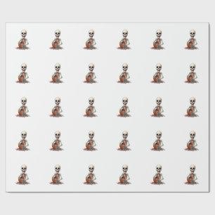 Skeleton Candy Bowl Halloween Wrapping Paper