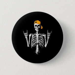 Skeleton Cap Skater Cool Halloween Punk Rock Men B 6 Cm Round Badge