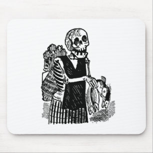 "Skeleton carrying Fish" circa early 1900's Mouse Mat