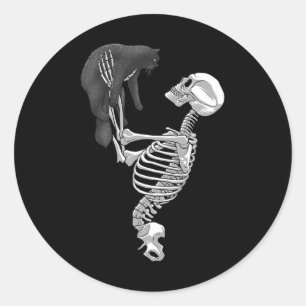 Skeleton Cat Art For Men Women Feline Costume Hall Classic Round Sticker