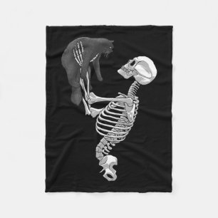 Skeleton Cat Art For Men Women Feline Costume Hall Fleece Blanket
