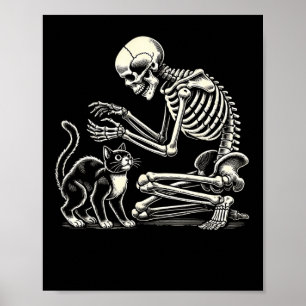 Skeleton Cat Art For Men Women Feline Costume Hall Poster