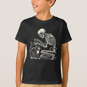 Skeleton Cat Art For Men Women Feline Costume Hall T-Shirt
