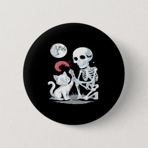 Skeleton Cat Halloween Funny Cute Spooky Essential 6 Cm Round Badge