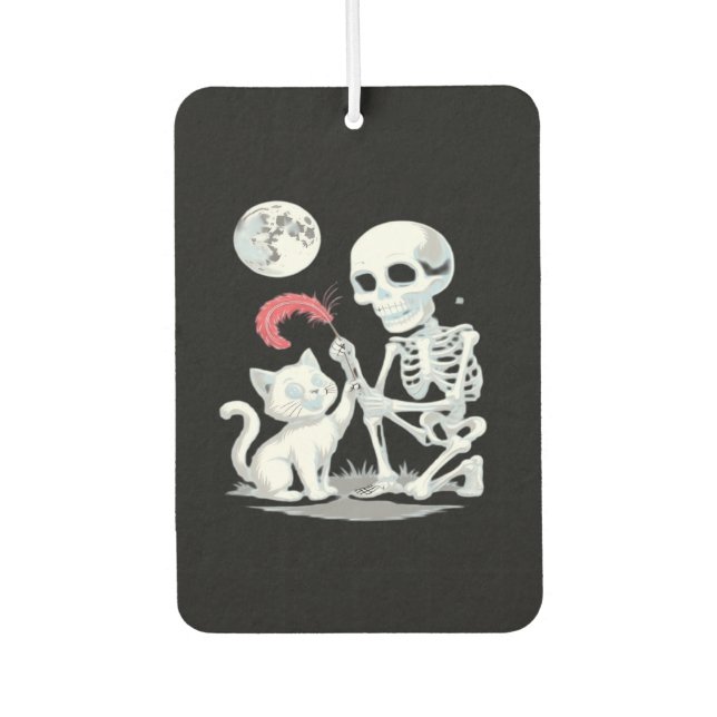 Skeleton Cat Halloween Funny Cute Spooky Essential Car Air Freshener (Front)
