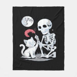 Skeleton Cat Halloween Funny Cute Spooky Essential Fleece Blanket