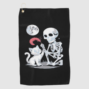 Skeleton Cat Halloween Funny Cute Spooky Essential Golf Towel