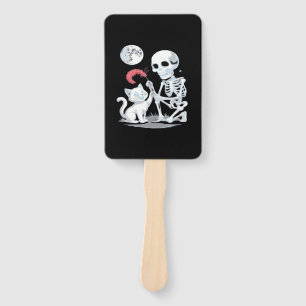 Skeleton Cat Halloween Funny Cute Spooky Essential Hand Fan