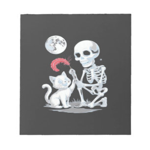 Skeleton Cat Halloween Funny Cute Spooky Essential Notepad