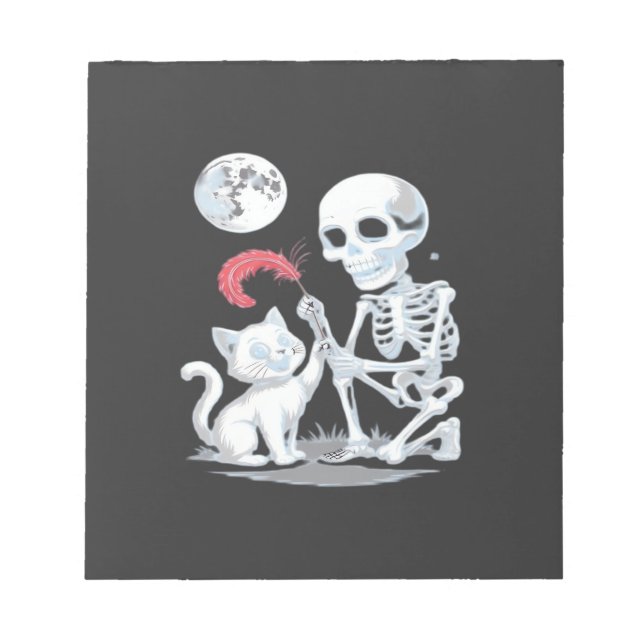 Skeleton Cat Halloween Funny Cute Spooky Essential Notepad (Front)