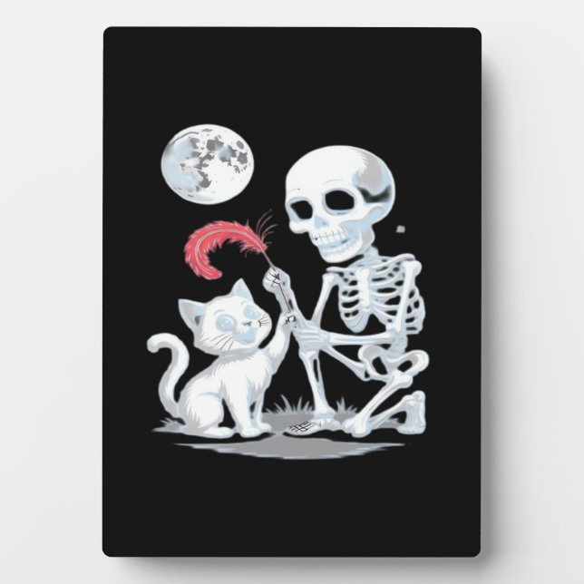 Skeleton Cat Halloween Funny Cute Spooky Essential Plaque (Front)