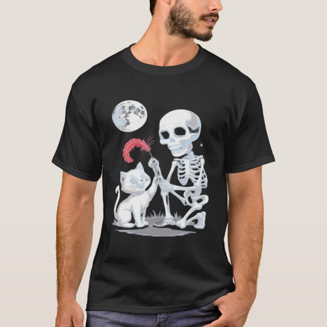 Skeleton Cat Halloween Funny Cute Spooky Essential T-Shirt (Front)