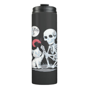 Skeleton Cat Halloween Funny Cute Spooky Essential Thermal Tumbler