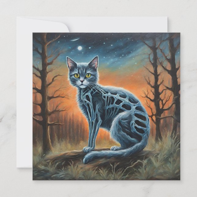 Skeleton Cat  Invitation (Front)