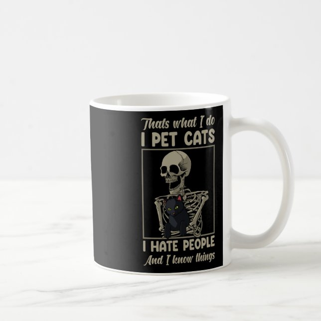 Skeleton Cat Kitten Lover Grumpy Skull Kitty Pet O Coffee Mug (Right)