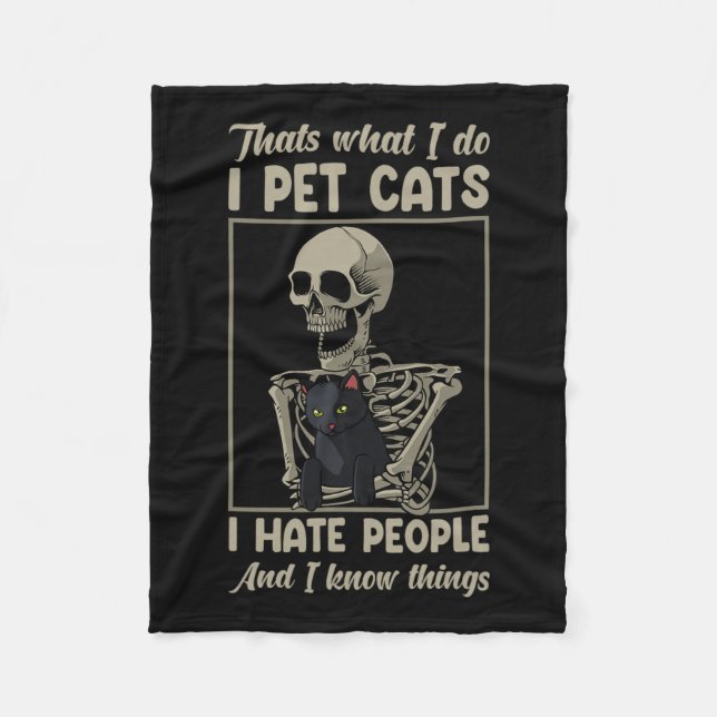 Skeleton Cat Kitten Lover Grumpy Skull Kitty Pet O Fleece Blanket (Front)