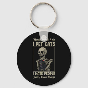 Skeleton Cat Kitten Lover Grumpy Skull Kitty Pet O Key Ring