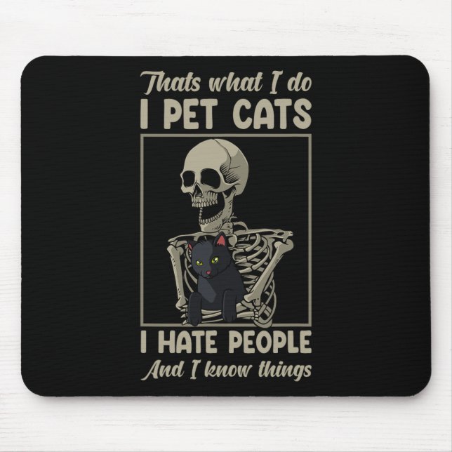Skeleton Cat Kitten Lover Grumpy Skull Kitty Pet O Mouse Mat (Front)