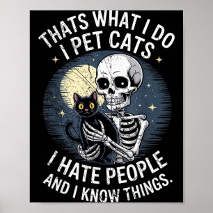 Skeleton Cat Kitten Lover Skull Kitty Pet Owner  Poster