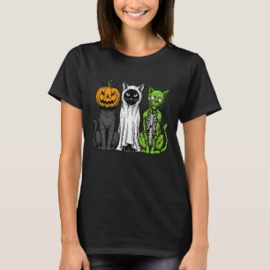 Skeleton Cat Pumpkin Ghost Halloween Kitty Meow Gi T-Shirt