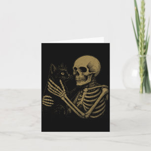 Skeleton Cat Skull Hugging Cat Halloween Cat Lover Card