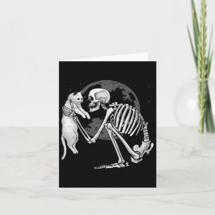 Skeleton Cat Skull Kitty Cute Ghost Halloween Men Card