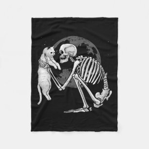 Skeleton Cat Skull Kitty Cute Ghost Halloween Men Fleece Blanket