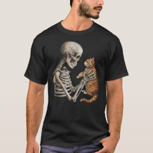 Skeleton Cat Skull Kitty Cute Goth Adult Halloween T-Shirt