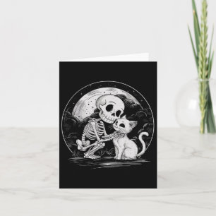 Skeleton Cat Skull Kitty Cute Goth Halloween Costu Card