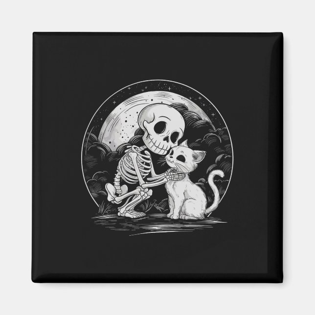 Skeleton Cat Skull Kitty Cute Goth Halloween Costu Magnet (Front)