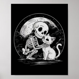 Skeleton Cat Skull Kitty Cute Goth Halloween Costu Poster