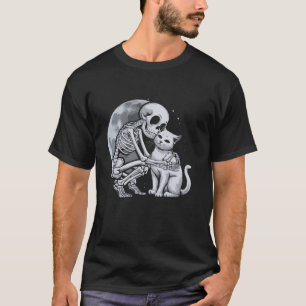 Skeleton Cat Skull Kitty Cute Goth Halloween Costu T-Shirt