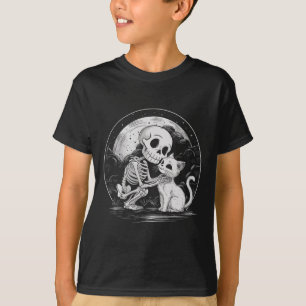 Skeleton Cat Skull Kitty Cute Goth Halloween Costu T-Shirt