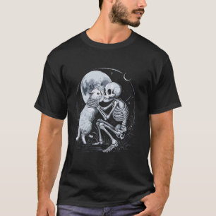 Skeleton Cat Skull Kitty Cute Goth Halloween Costu T-Shirt