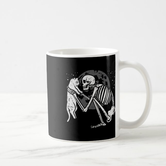 Skeleton Cat Skull Kitty Cute Goth Halloween Men W Coffee Mug (Right)